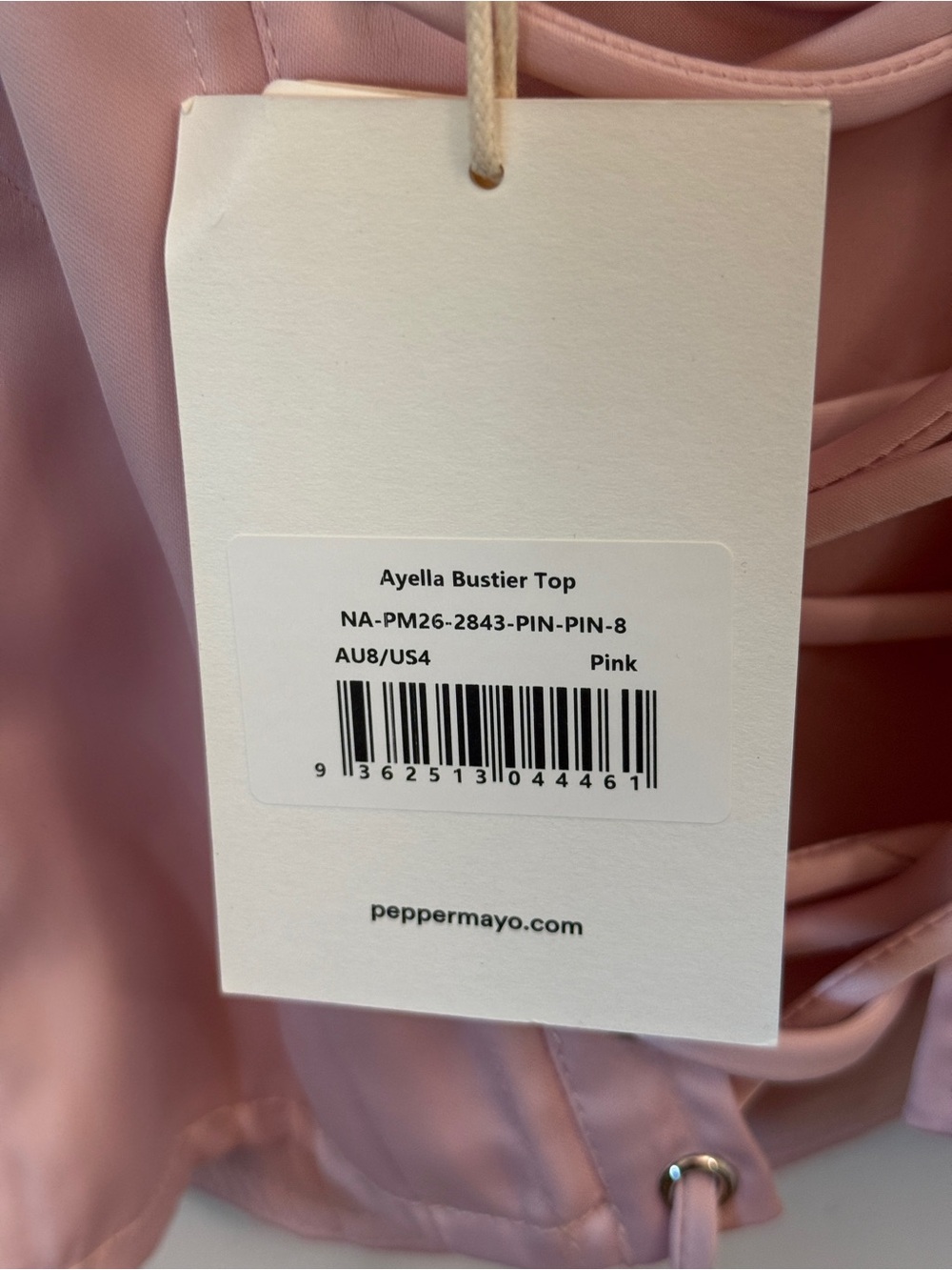 NWT Peppermayo Pink Satin Bustier Top with Floral Accent S - Picture 3 of 4